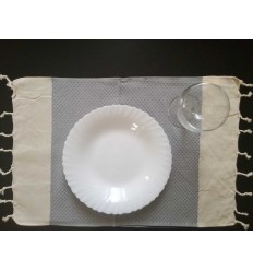 Mini fouta blanc crème et gris 