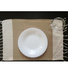 Mini fouta nid d'abeille beige vert 