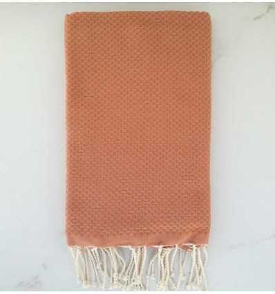 FOUTA Nid d'abeille unie abricot