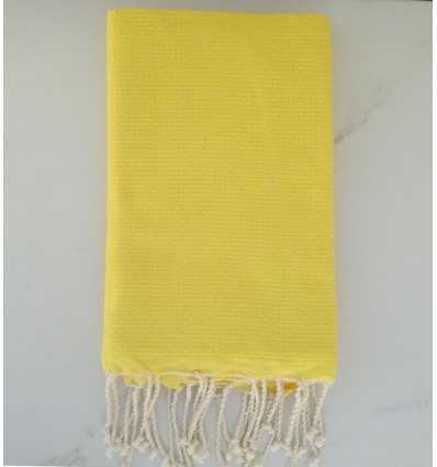 FOUTA Nid d'abeille unie jaune fluo