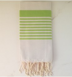 Fouta arthur greige rayée vert prairie 
