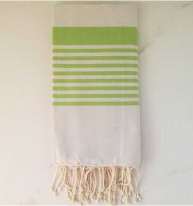 Fouta arthur greige rayée vert prairie