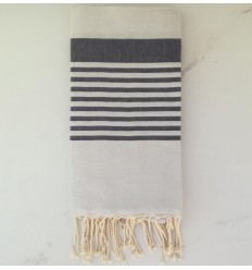 Fouta arthur greige rayée ardoise 