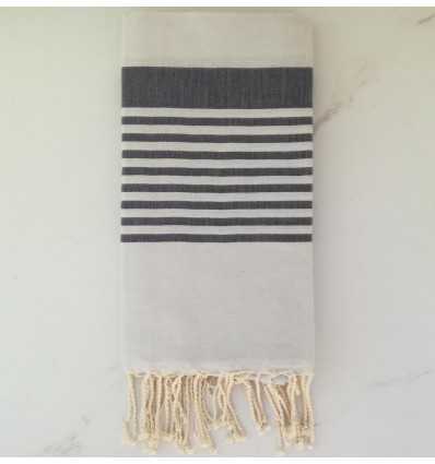 Fouta arthur greige rayée ardoise