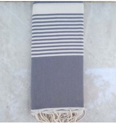 JETÉ GRIS BLEU AVEC RAYURES 