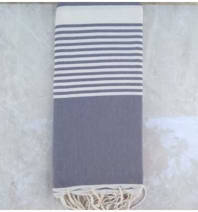 Grande fouta gris bleu avec rayures