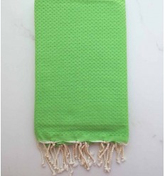 FOUTA nid d'abeille unie vert primaire Fouta Tunisia - 1 2