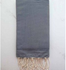 FOUTA nid d'abeille unie gris bleu 
