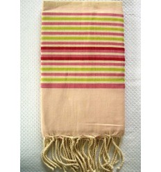 Fouta ziwane à rayures multicolores rose bebe 
