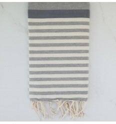 Fouta Plate ziwane gris et blanc crème