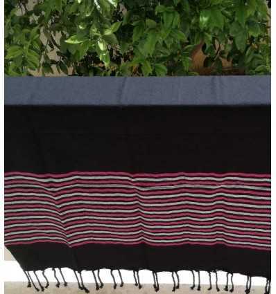 Fouta Lurex plate noir, rose et argenté 