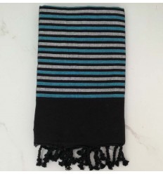 Fouta Lurex plate noir, bleu et argenté 