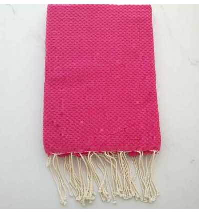 FOUTA nid d'abeille unie rose fushia 