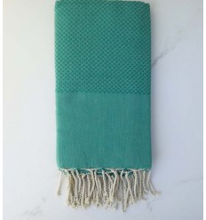 FOUTA Nid d'abeille unie vert malachite 