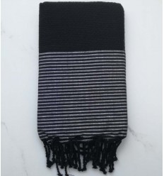 FOUTA Lurex NID D'ABEILLE noir avec lurex argenté 