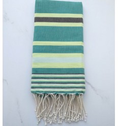 Fouta Dina vert avec rayures 