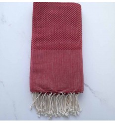 Fouta nid d'abeille unie rouge foncé 