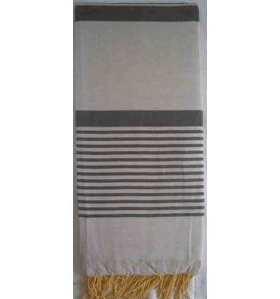 grande fouta gris perle rayée gris anthracite