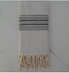 Fouta thalasso avec motifs anthracite 
