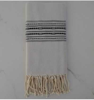 Fouta thalasso avec motifs anthracite