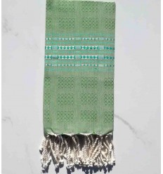 Fouta thalasso vert moyen avec motifs 
