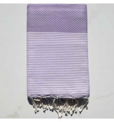 FOUTA NID D'ABEILLE glycine rayée blanc 