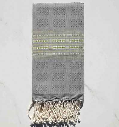 Fouta thalasso avec motifs vert olive