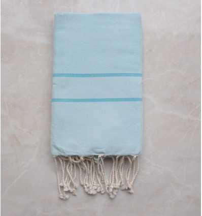 Fouta Chevron bleu clair rayée bleu