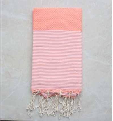 Fouta nid d'abeille rose clair