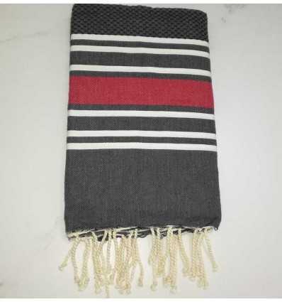 Fouta nid d'abeille gris foncé