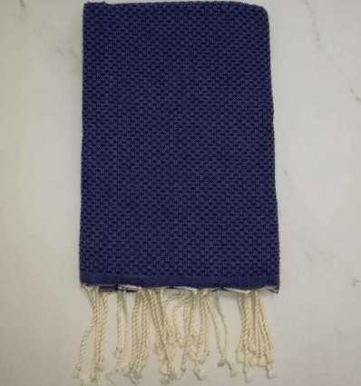 FOUTA nid d'abeille unie bleu smalt