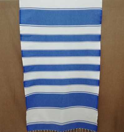 Fouta Plate milano blanche et bleu 