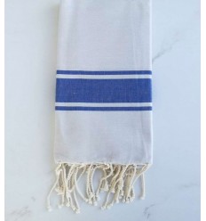 Fouta Plate gris perle rayée bleu 