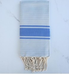 Fouta plate gris bleu rayée bleu 