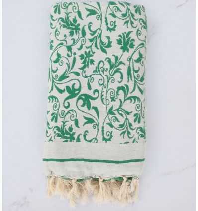 Fouta fleur vert