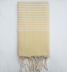 Fouta plate rayée vanille