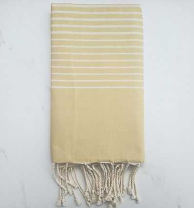 Fouta plate rayée vanille