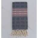 Fouta thalasso bleu avec motifs rose 