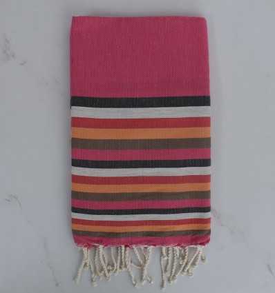 Fouta plate 6 couleurs rose, anthracite, gris clair, rouge, orange et kaki