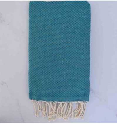 Fouta nid d'abeille unie bleu canard