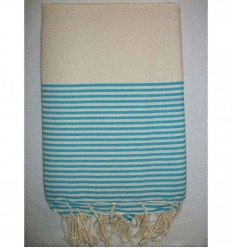 blanc cassé rayée bleu turquoise 