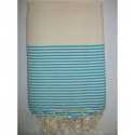 blanc cassé rayée bleu turquoise 