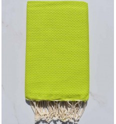 Fouta nid d'abeille unie vert lime Fouta Tunisia - 1 2