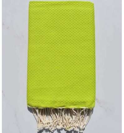 Fouta nid d'abeille unie vert lime 