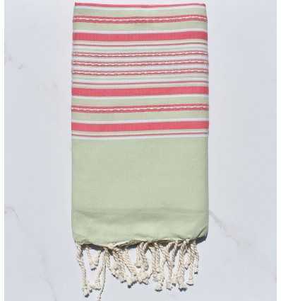 Fouta arabesque vert pistache avec rayures