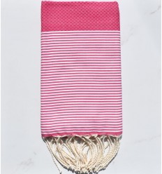 Fouta nid d'abeille rose carmine Fouta Tunisia - 1 2