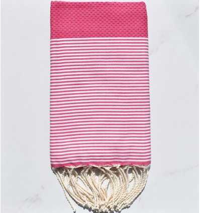 Fouta nid d'abeille rose carmine 