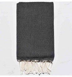 Fouta nid d'abeille unie gris anthracite 