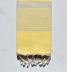 Fouta arthur jaune clair rayée taupe clair 
