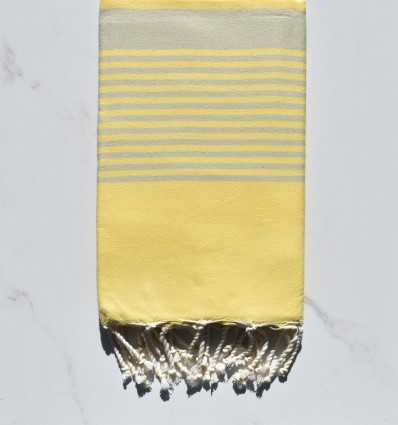 Fouta arthur jaune clair rayée taupe clair